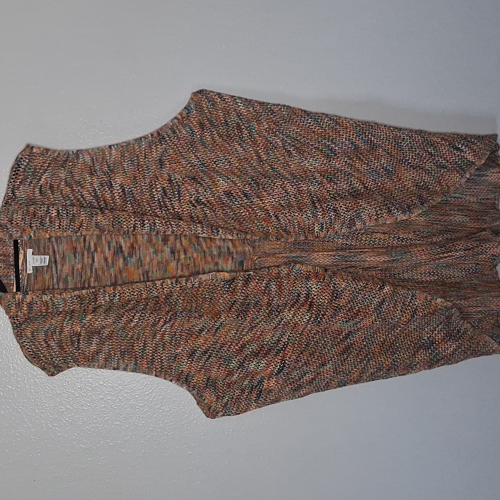 Cato Rainbow Cardigan Crochet Sleeveless Open Front Lightweight Plus 26/28W